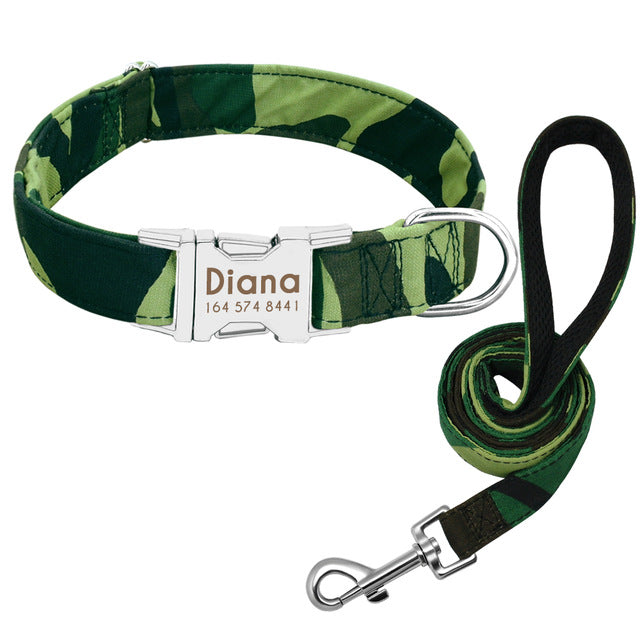 Custom Anti-Lost Dog Collar with Tag and Leash